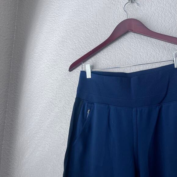 Athleta Nolita Wide Leg Straight Pant Athletic Nylon Medium Navy Blue - Picture 3 of 10